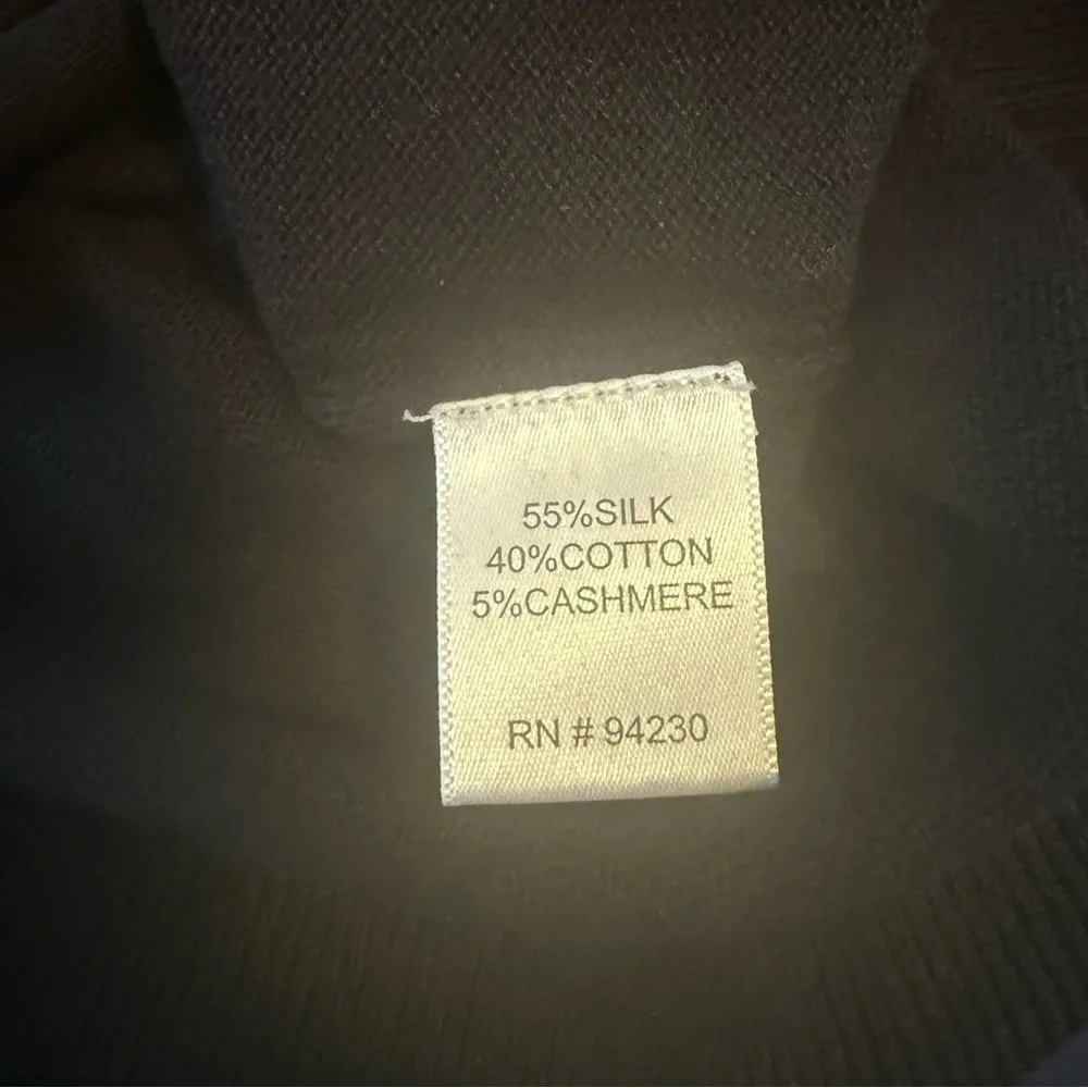 Paul Fredrick Silk/Cotton/Cashmere Black Crewneck Sweater, Size L